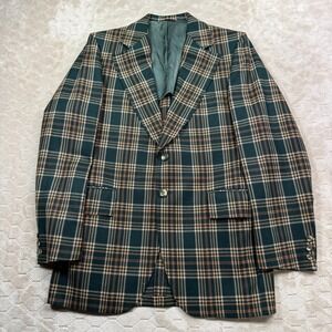 VTG Griffon Clothes‎ Green Plaid Blazer Sz 42 Rare Great Shape See Pics